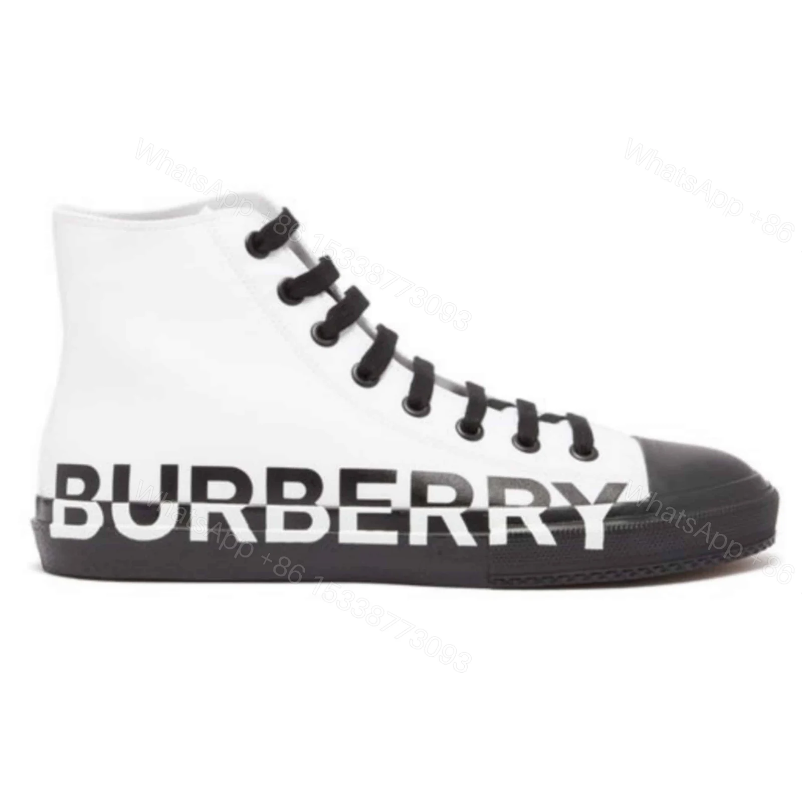 BURBERRY LOGO PRINT GABARDINE HIGH-TOP SNEAKERS – BBR32 — view 1