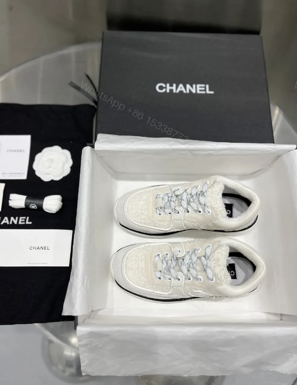 View 5 of White Suede-Blend Luxe Sneakers with Subtle Quilting