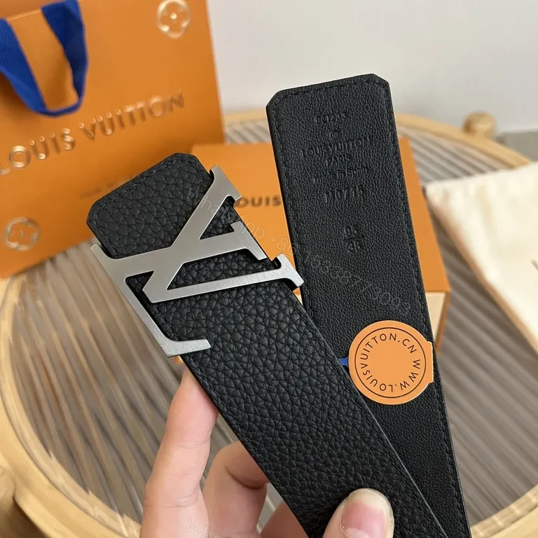 View 4 of Bold LV-Inspired Leather Belt: Subtle Luxury, All-Day Confidence