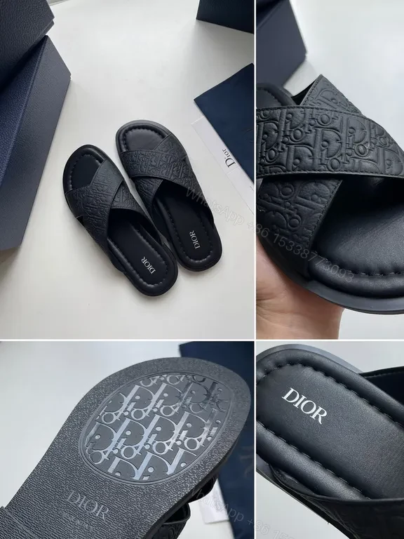 View 6 of Chic Leather Monogram Slide Sandals - Luxe Comfort Sandals