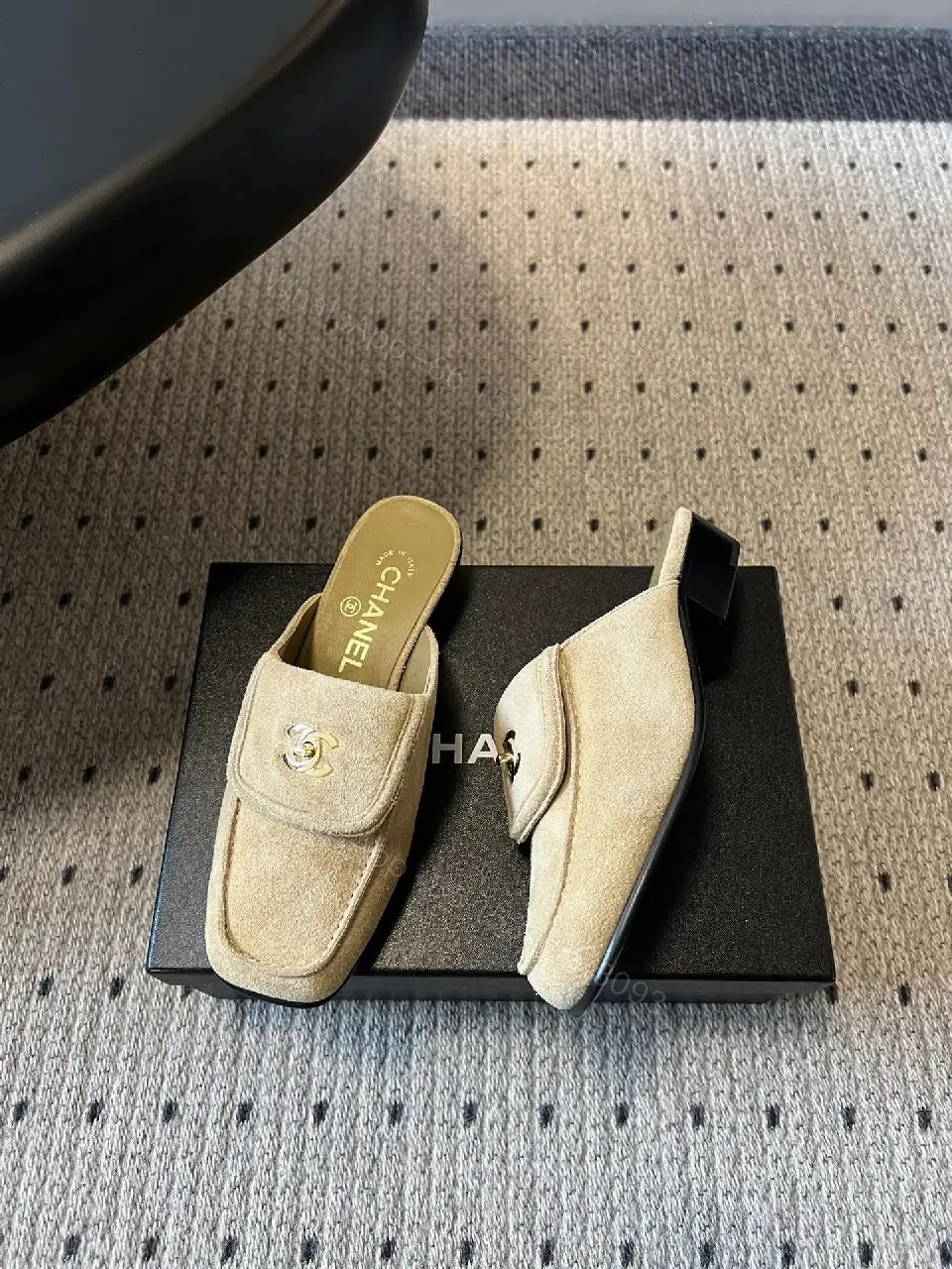 View 9 of Open-Front Suede Mules + Iconic Hardware + Casual Luxe Shoes