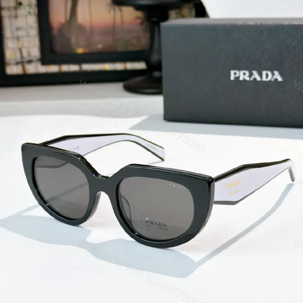 View 7 of Black Cat-Eye Oversized Sunglasses Gold Branding, Prada Milano