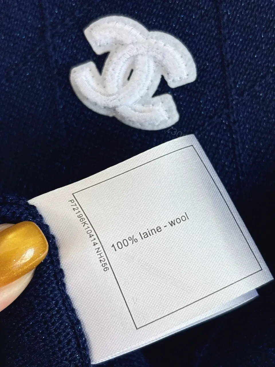 View 3 of Navy Knit Tee with Quilted Texture and Subtle Crest
