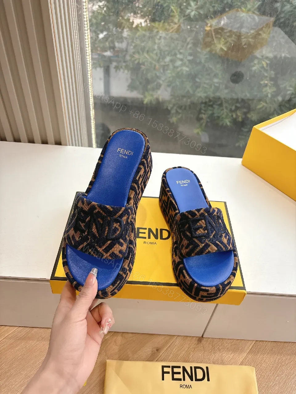 View 6 of Bold Monogram Slides: Couture Comfort Open-Heel Sliders