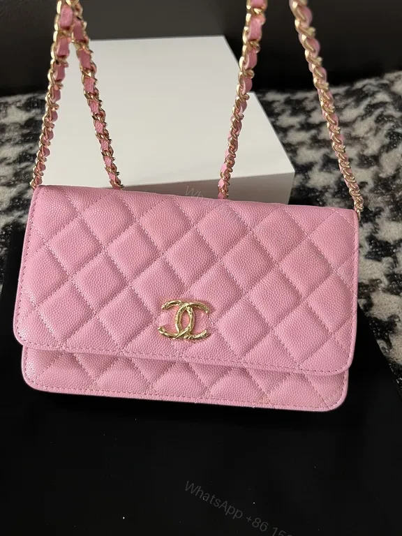 View 7 of Pink Quilted Luxe Chain Handbag