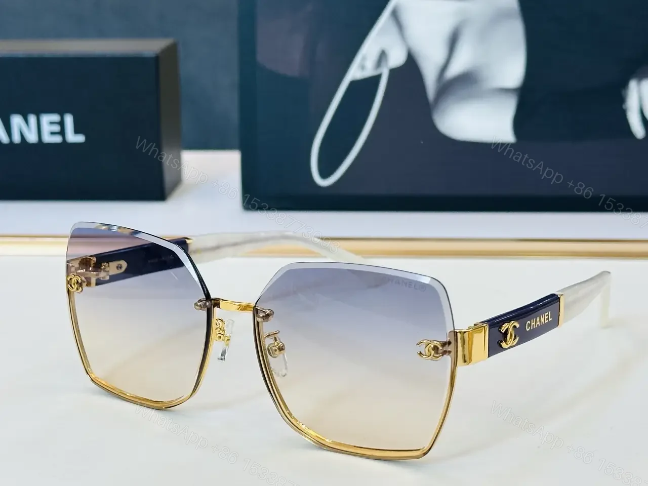 View 2 of Gray-Tone Metal & Acetate Sunglasses: Bold Geometry Lux