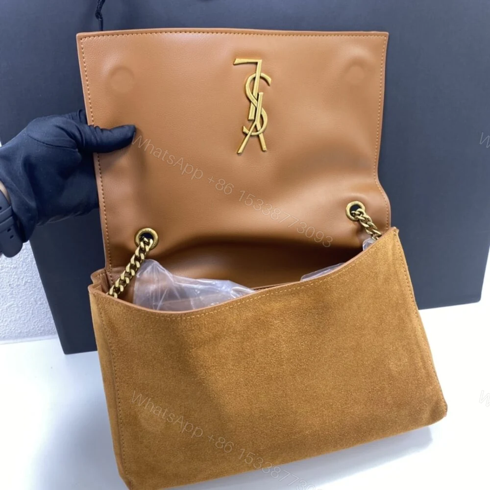 View 5 of Saint Laurent Kate Medium Reversible Chain Bag In Suede Tan 28Cm