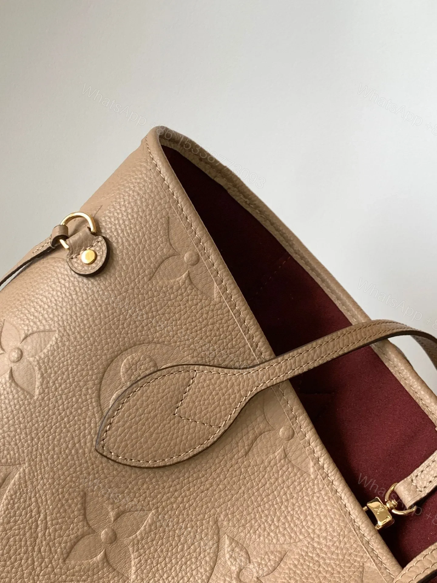 View 3 of LV NEVERFULL MM 32 BEIGE MONOGRAM EMPREINTE LEATHER