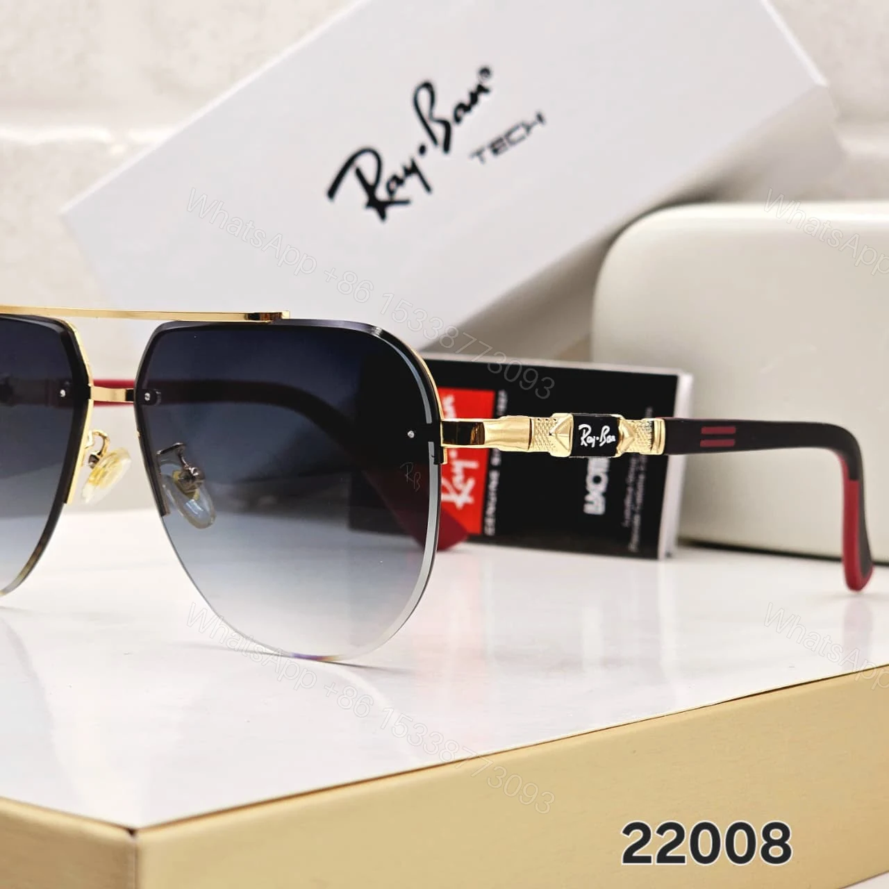 View 8 of Ray-Ban Tech Square Metal Sunglasses Black Gradient