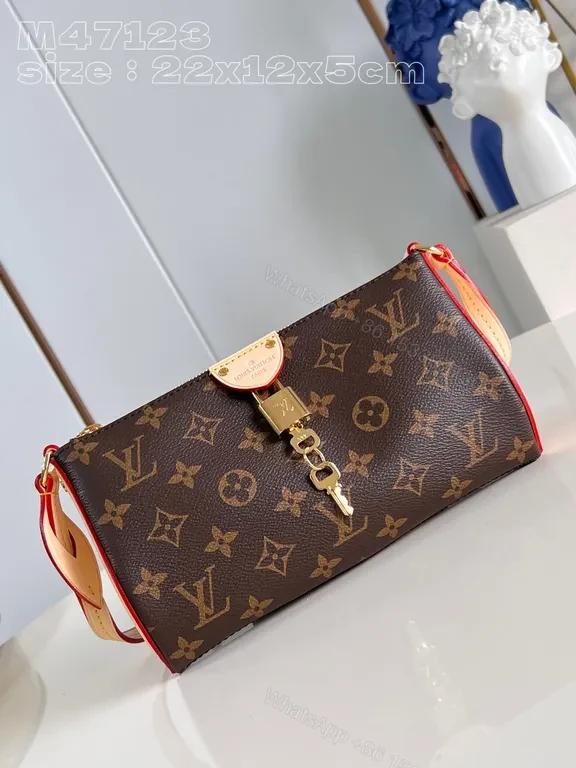 Chic Monogram Crossbody: Red Piping, Gold Hardware — view 1