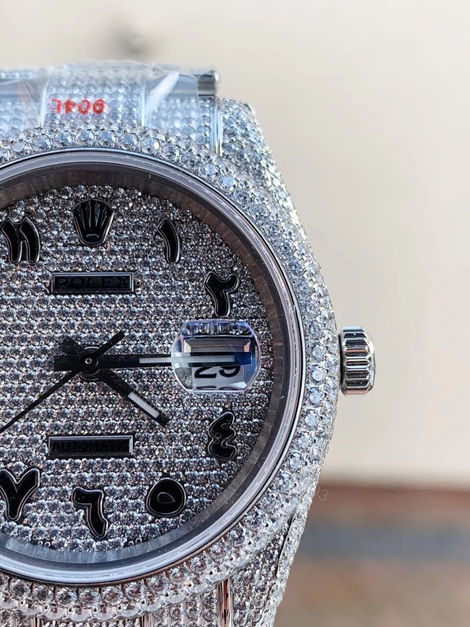 View 4 of Rolex OYSTER PERPETUAL 41mm 904L SS MOISSANITE DIAMONDS BRACELET AND DIAL A2824 iced out