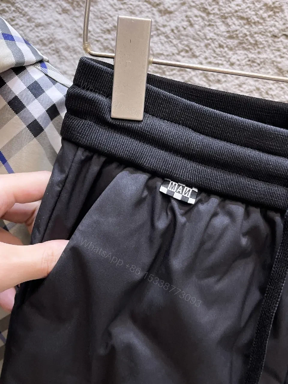 View 7 of Black Nylon Jogger with Subtle Designer Patch, Luxe Streetwear Style