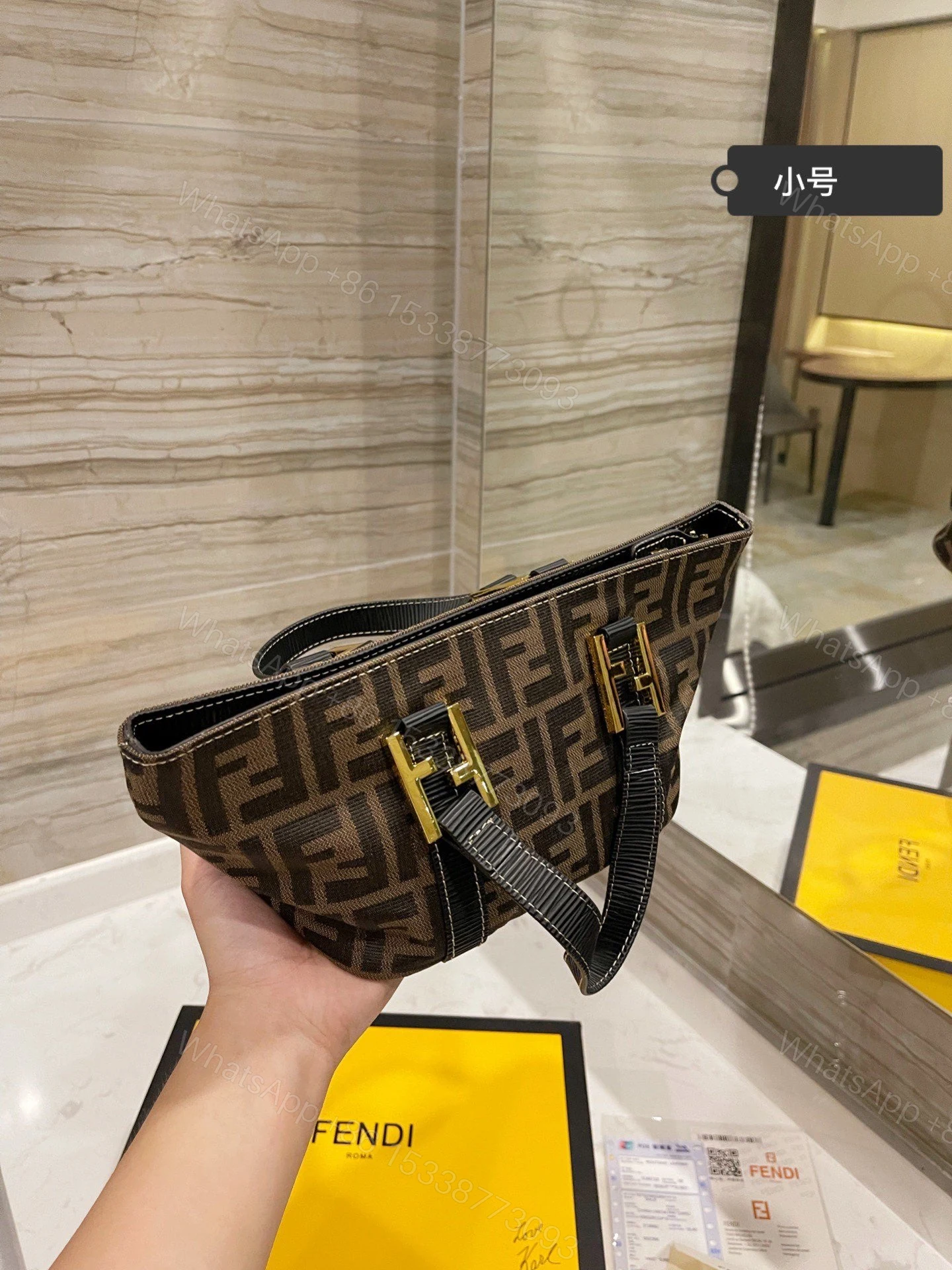View 4 of FENDI Zucca Canvas Hand Bag