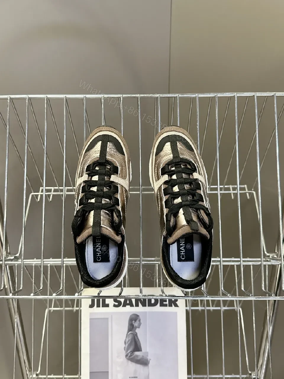 View 7 of Metallic Taupe High-Top Sneakers with Lux Texture and Comfort
