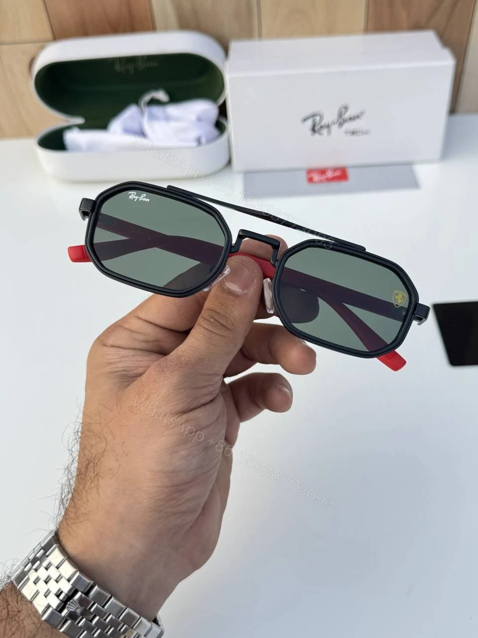 View 3 of First Copy RayBan 7328 Black Green Luxury Sunglasses Premium Fashion Eyewear