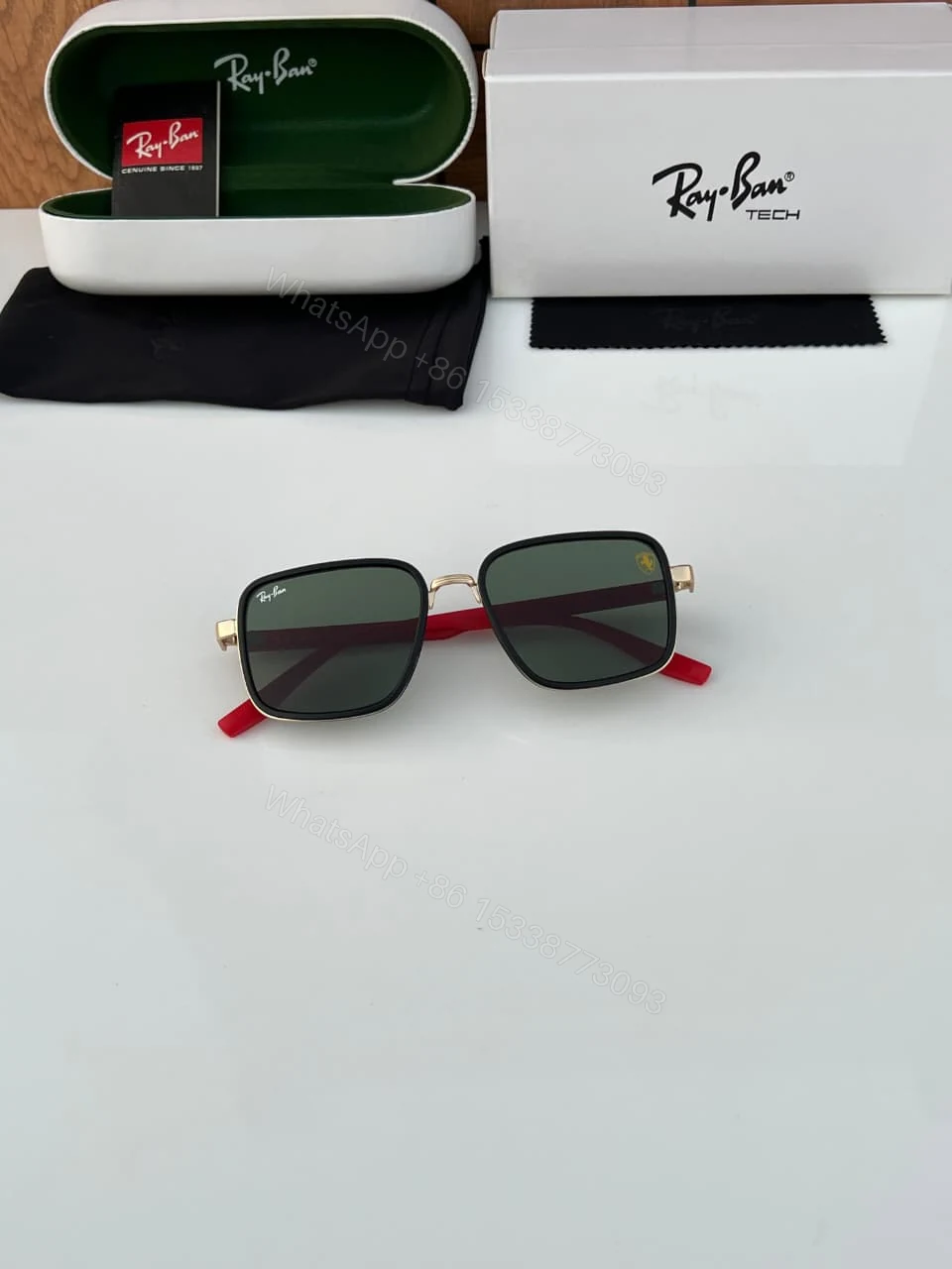 View 3 of Ray-Ban Tech Ferrari Edition Gold-Black Square Sunglasses