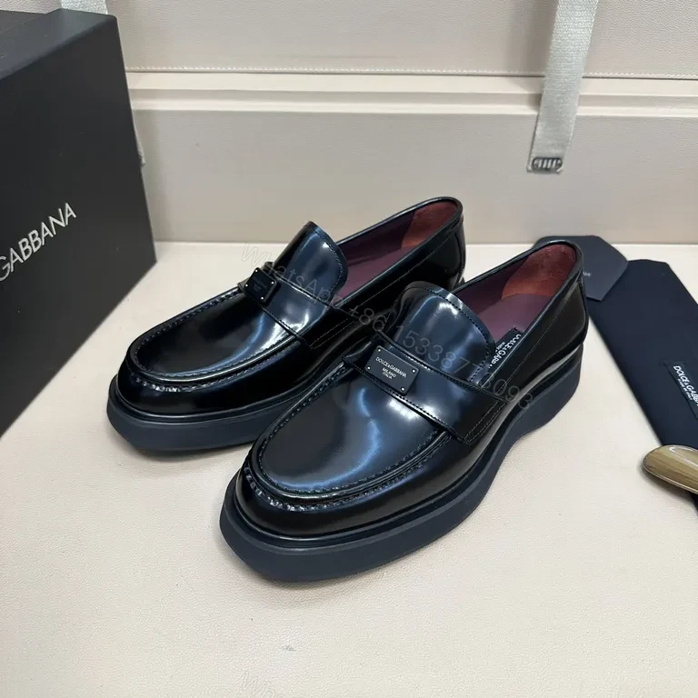 View 3 of Lux Polished Leather Loafers with Subtle Hardware Elevation