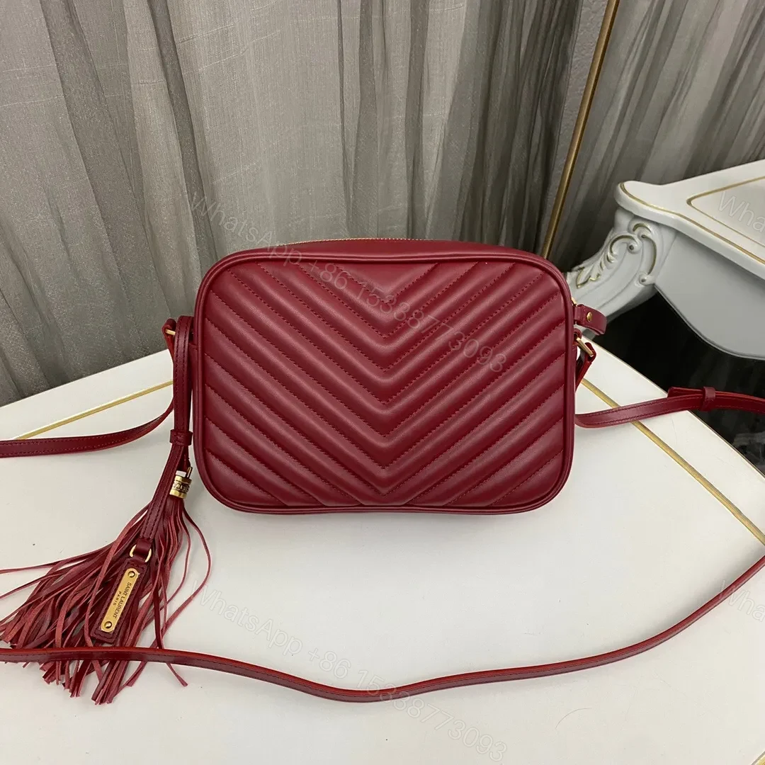 View 3 of Saint Laurent Lou Medium YSL Camera Bag with Pocket and Tassel in Quilted Leather