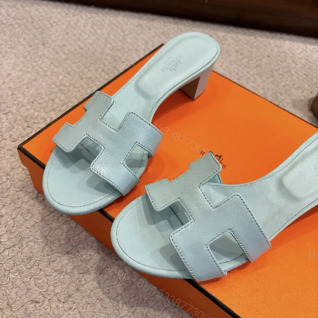 View 6 of Mint Blue H-Detail Sandals - City-Chic Comfort Slides