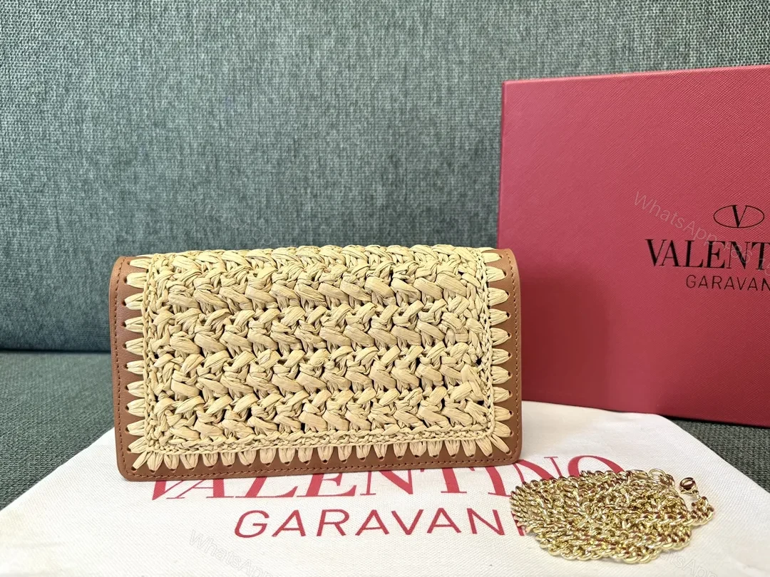 View 5 of Natural Straw-Woven Crossbody with Gold Buckle Strap