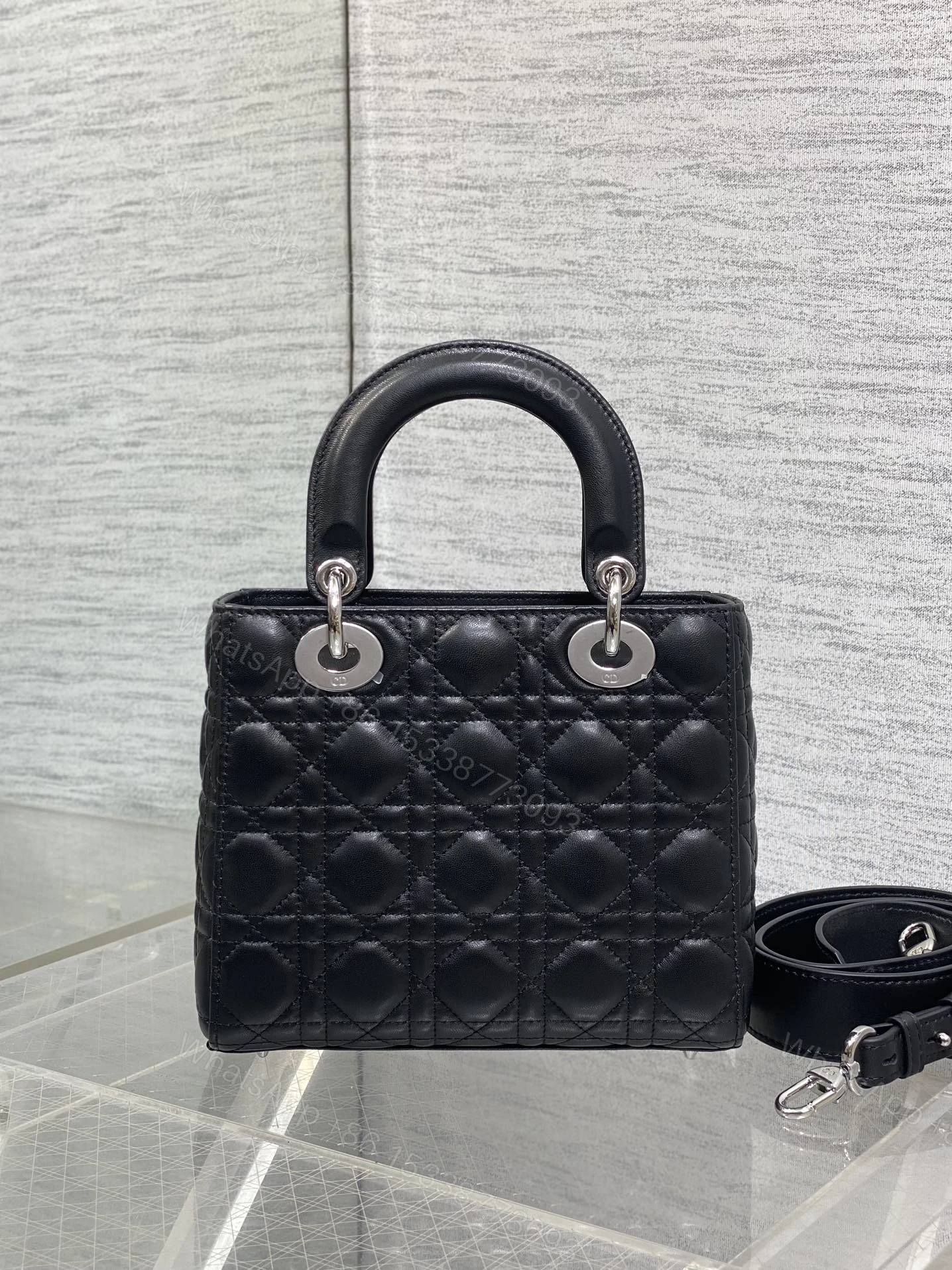 View 2 of DIOR LADY DIOR SMALL BLACK SLIVER HARDWARE