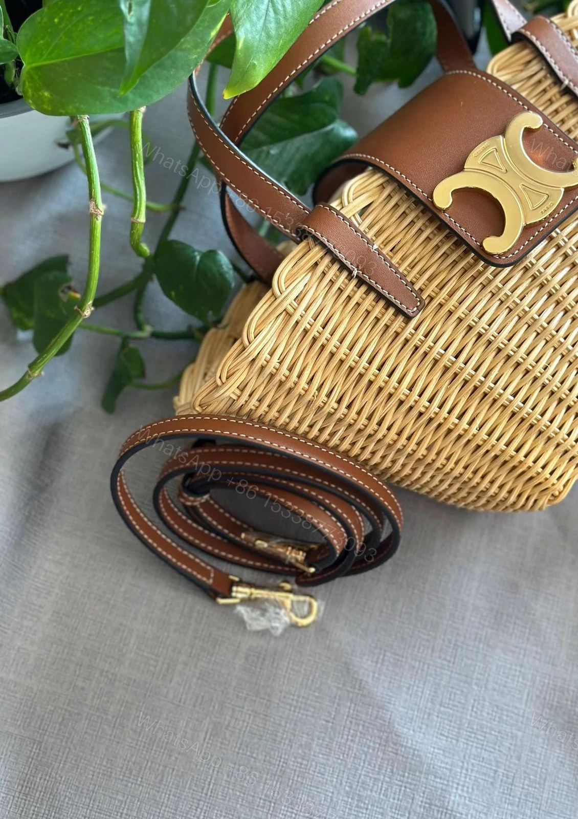 FIRST COPY Celine Teen Couffin Natural Calfskin jute quality bag — view 1