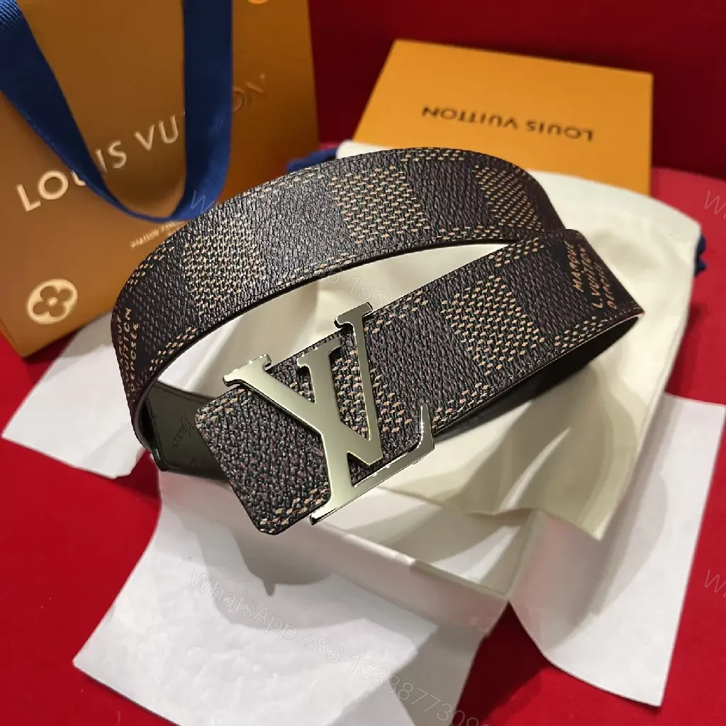 View 8 of Black & Gray Monogram Belt: Textured Strap, LV Buckle, Designer Style