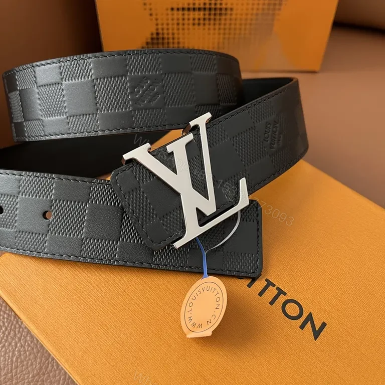 View 7 of Bold Textured Belt with LV Monogram Buckle