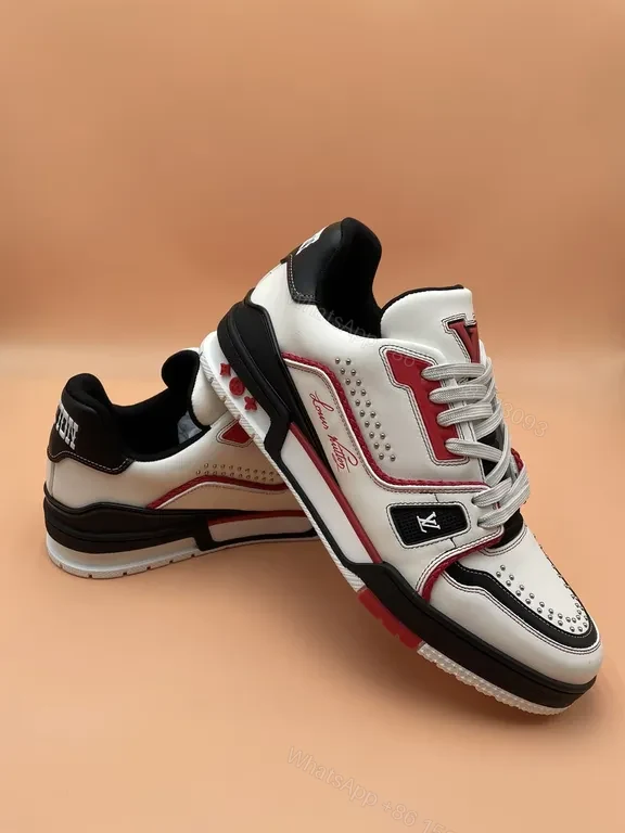 View 6 of White + Leather + Fashion Sneaker + LV Stripe Detail + Sneaker