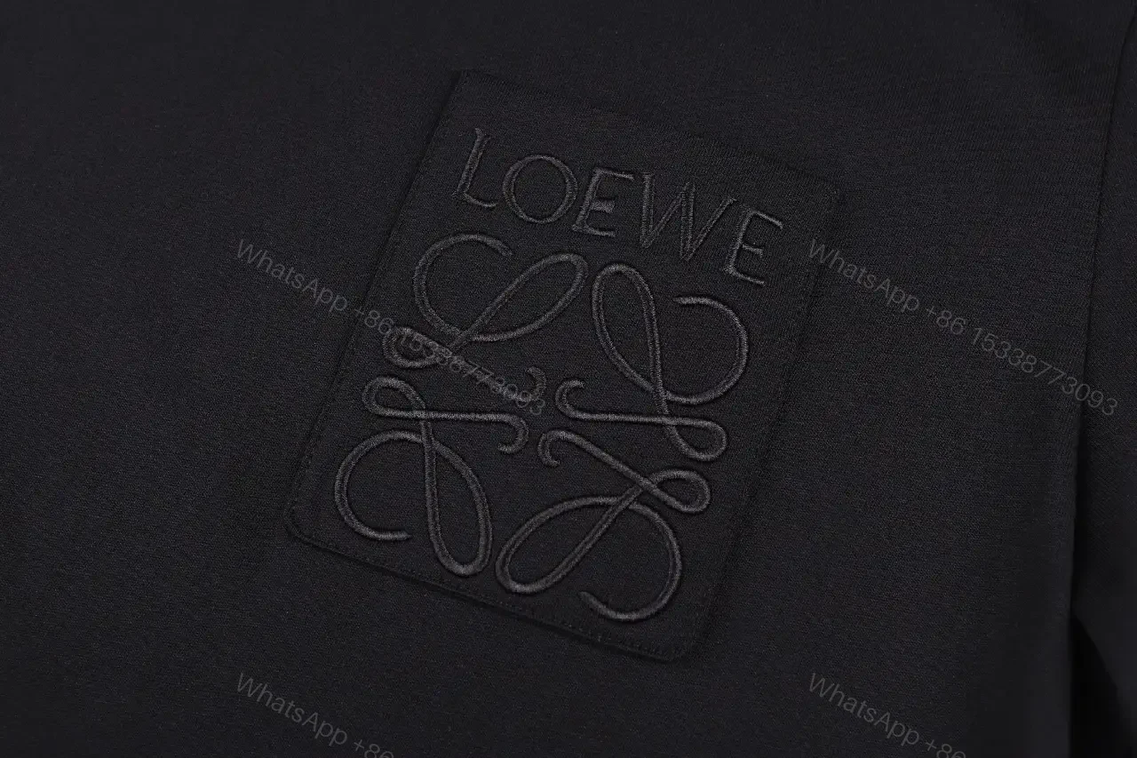 View 5 of Black Cotton Short-Sleeve T-Shirt with LOEWE Pocket Emblem