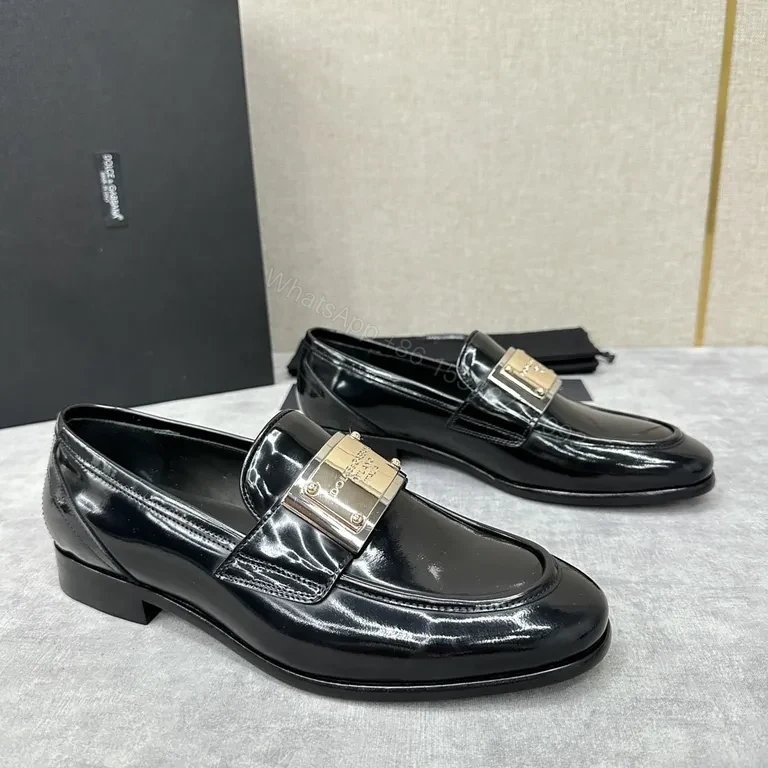 View 8 of Polished Leather Loafers with Metallic Accent â€” Bold Comfort Shoes
