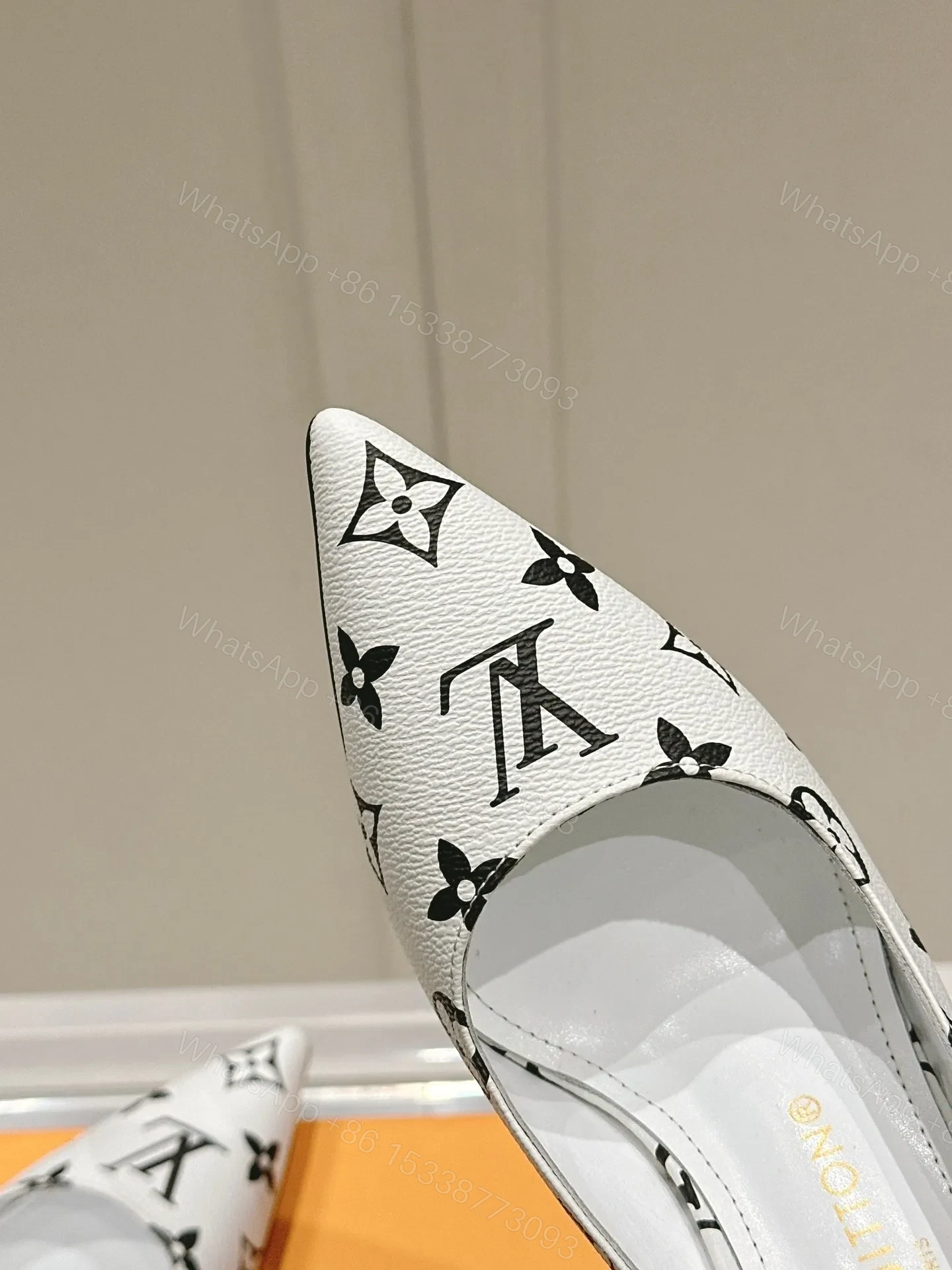 View 2 of LV Women White Leather Monogram Slingback Heels