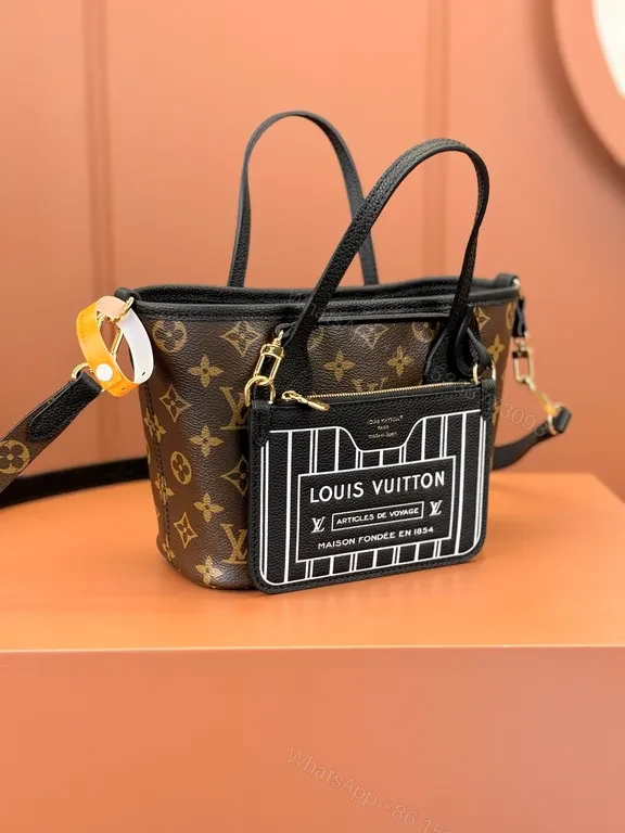 View 3 of Brown Leather Monogram Luxury Handbag with Detachable Cardholder