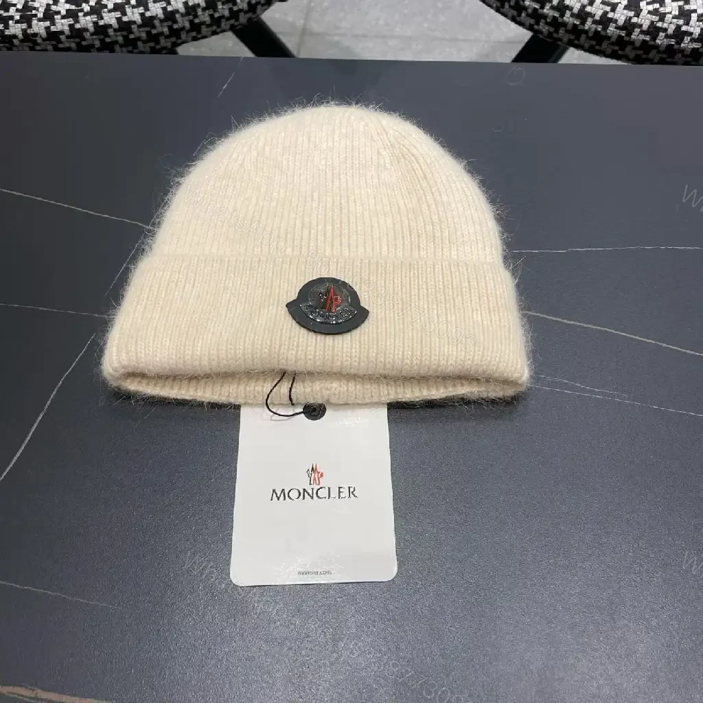 Cream Knit Beanie Mid-Citified Emblem Cozy Luxury Beanie — view 1