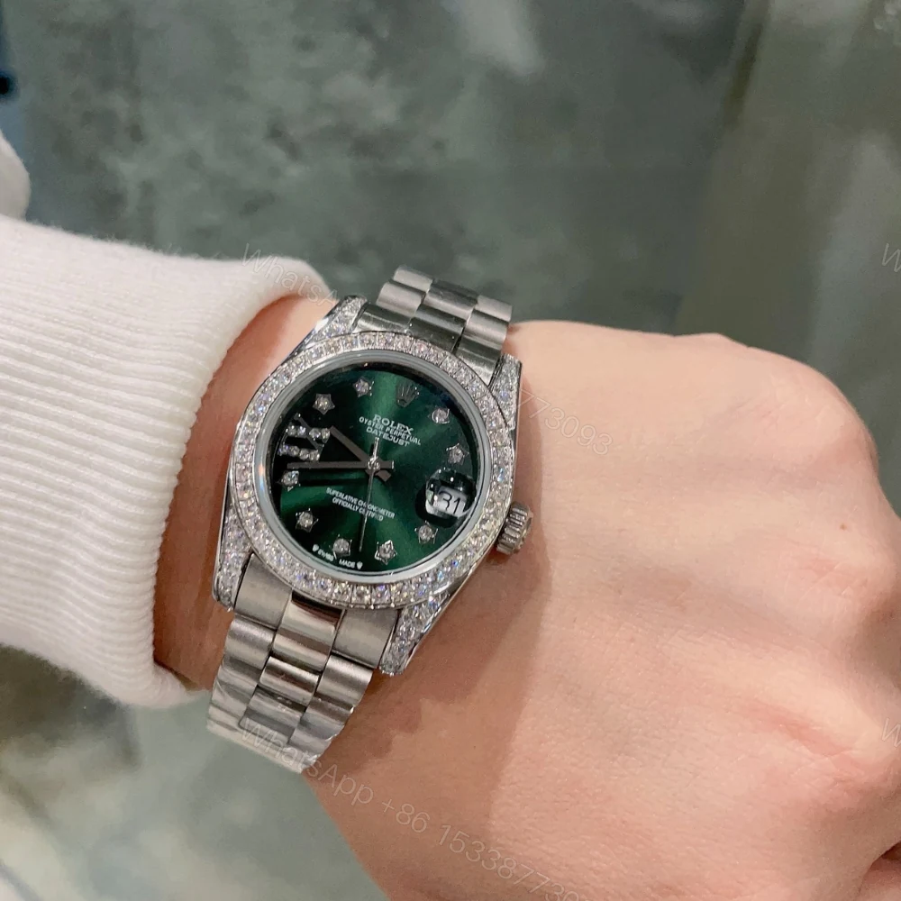 View 5 of Rolex Datejust Diamond Bezel Oyster White Gold Green 31Mm