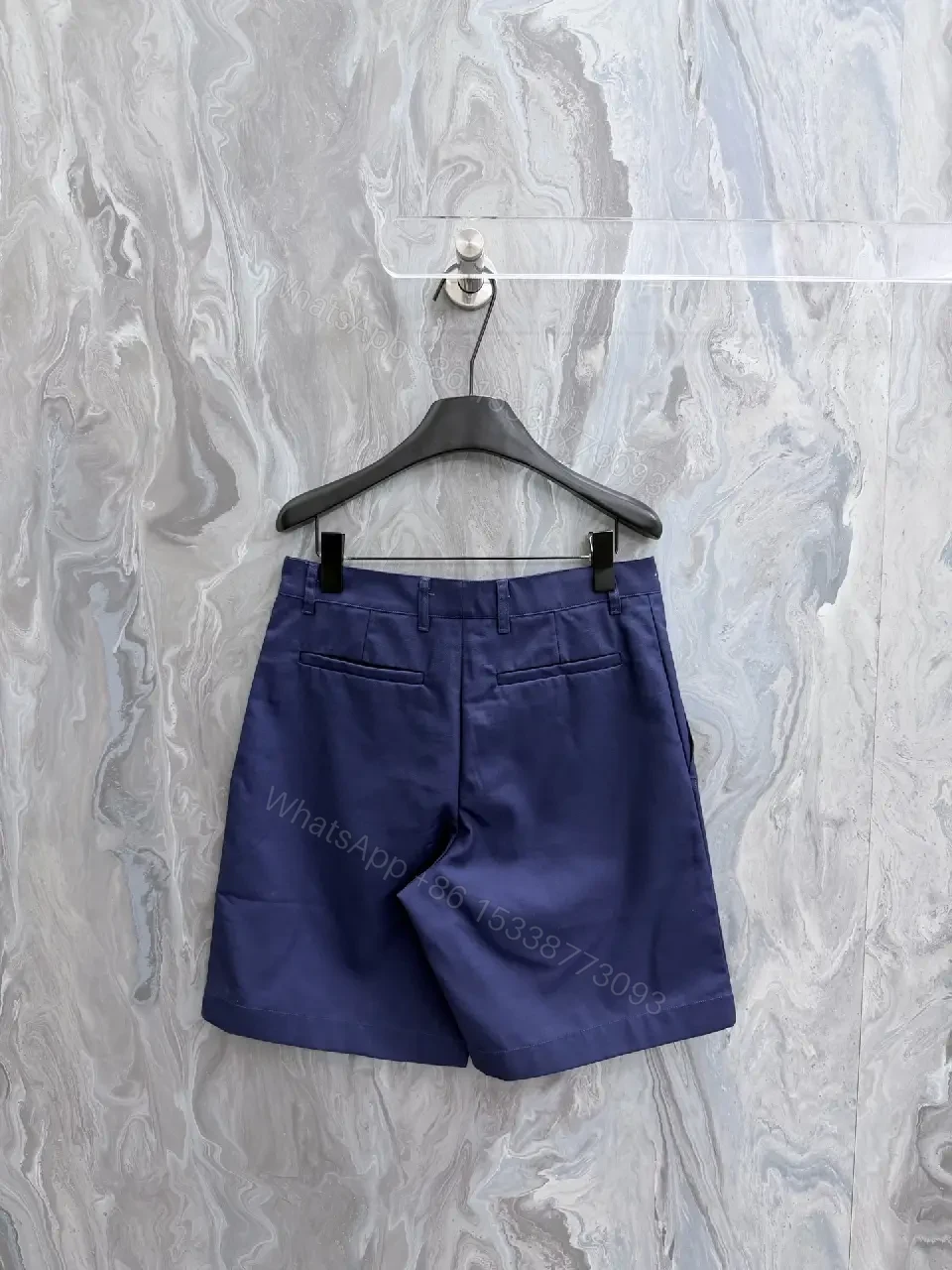 View 6 of Navy Cotton Shorts Casual Louis Vuitton-Style Key Feature Pocketed Short