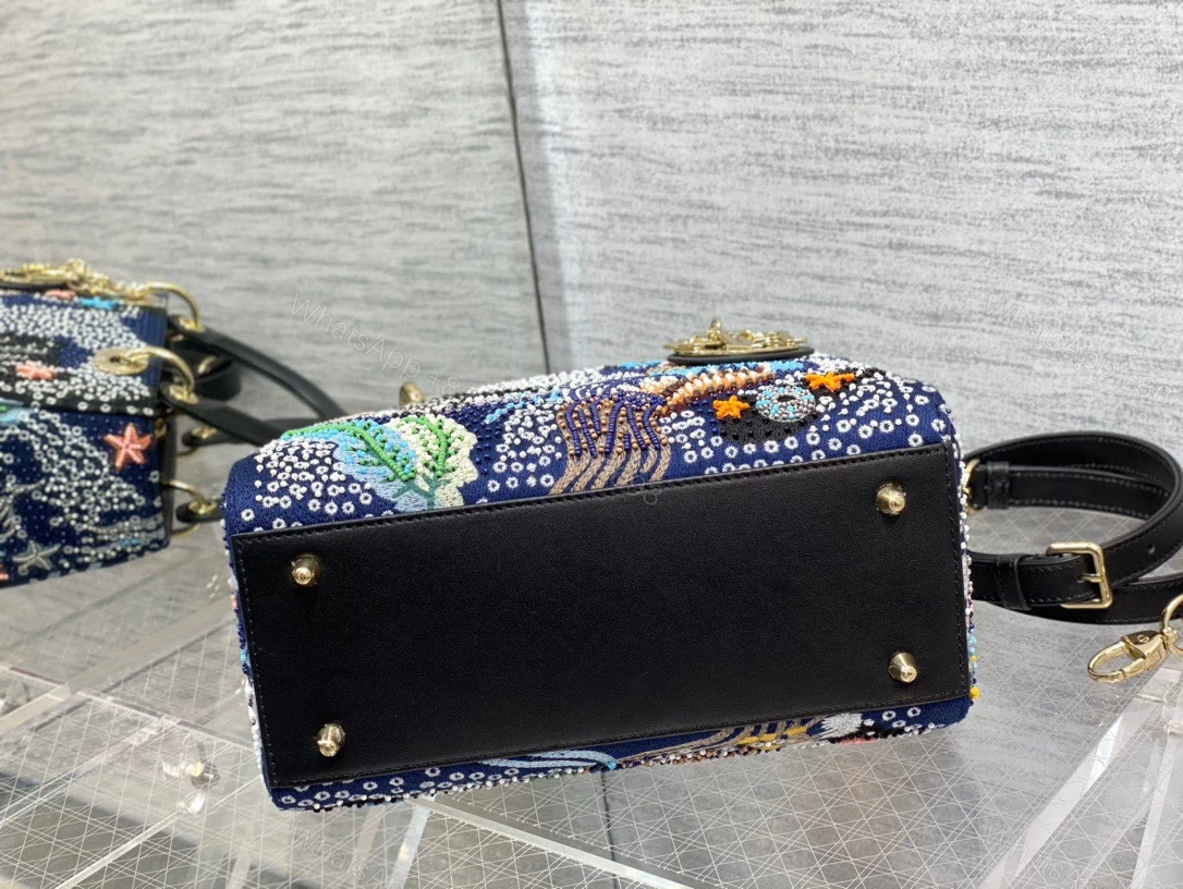 View 4 of Dior Lady Handbag with Beaded Pattern Replica 11 High Quality 24cm
