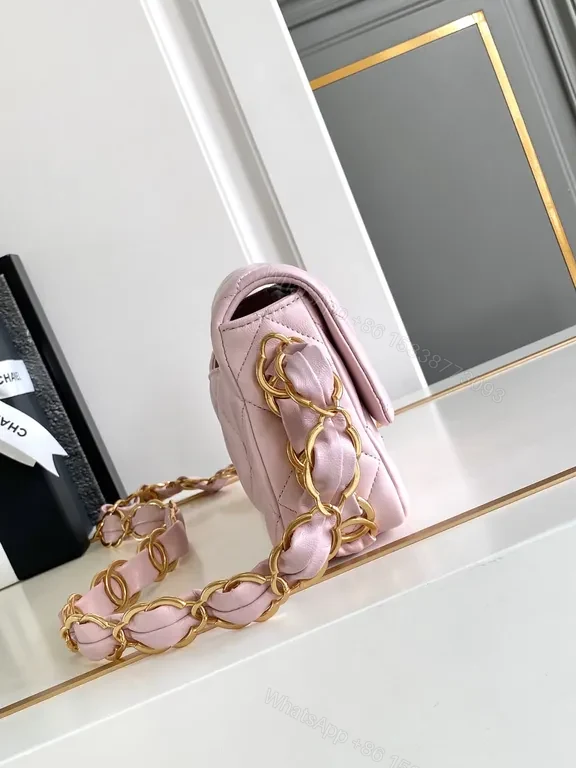 View 9 of Soft Pink Quilted Glam Bag: Compact Luxury Crossbody
