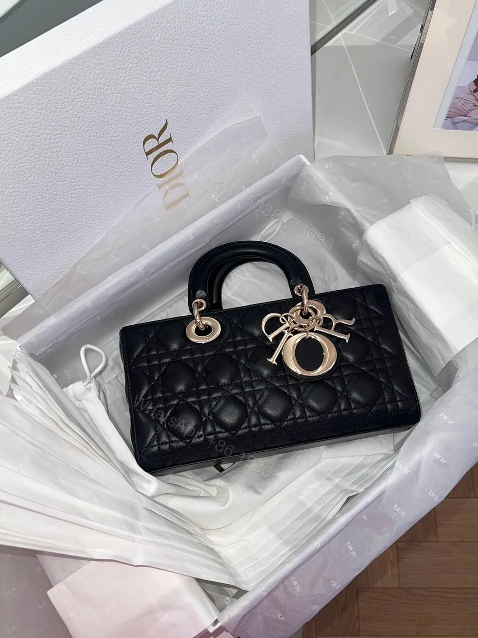 View 7 of Christian Dior Medium Lady D-Joy Bag In Lambskin First Copy | AAA+ Replica Designer Bag