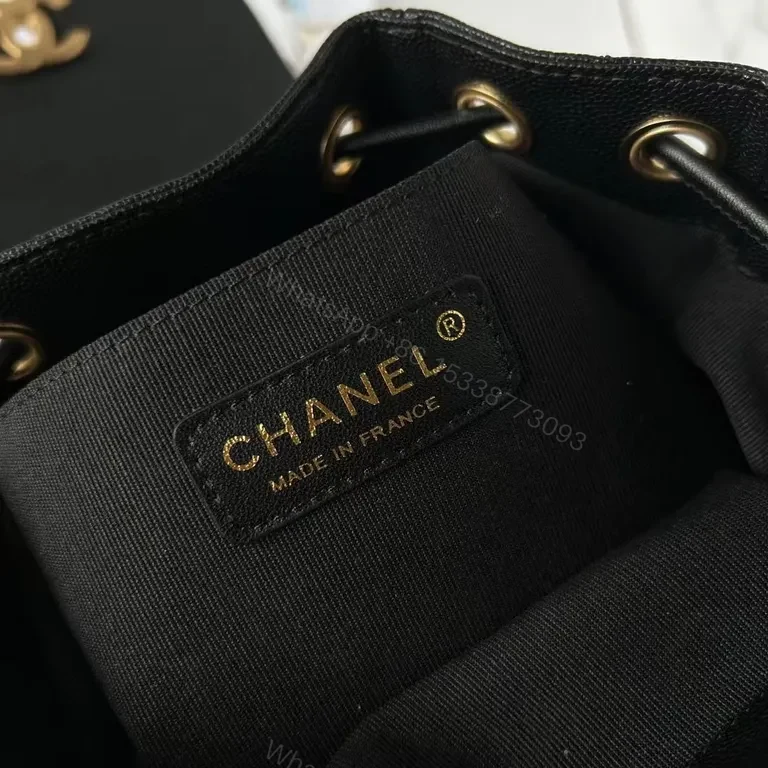 View 3 of Chanel-Inspired Quilted Leather Backpack with Gold Hardware