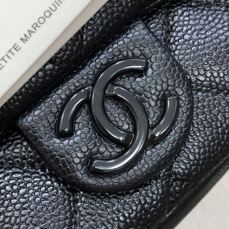 View 6 of Black Quilted Faux-Leather Chain-Shoulder Bag â€” Classic CC-Logo, Compact Elegance