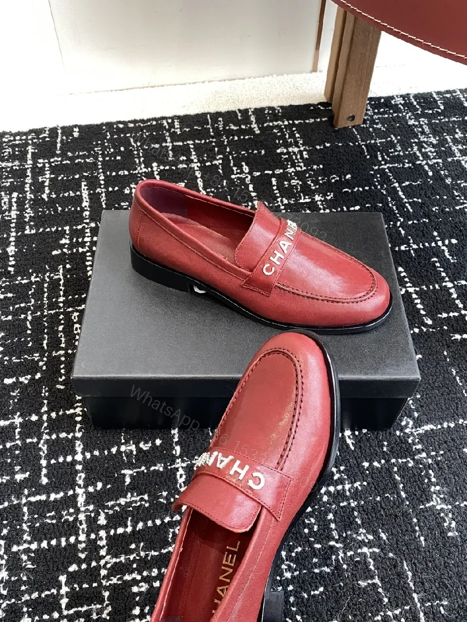 View 6 of Rich Red Leather Loafers – Signature Stripe, Slip-On, All-Day Comfort