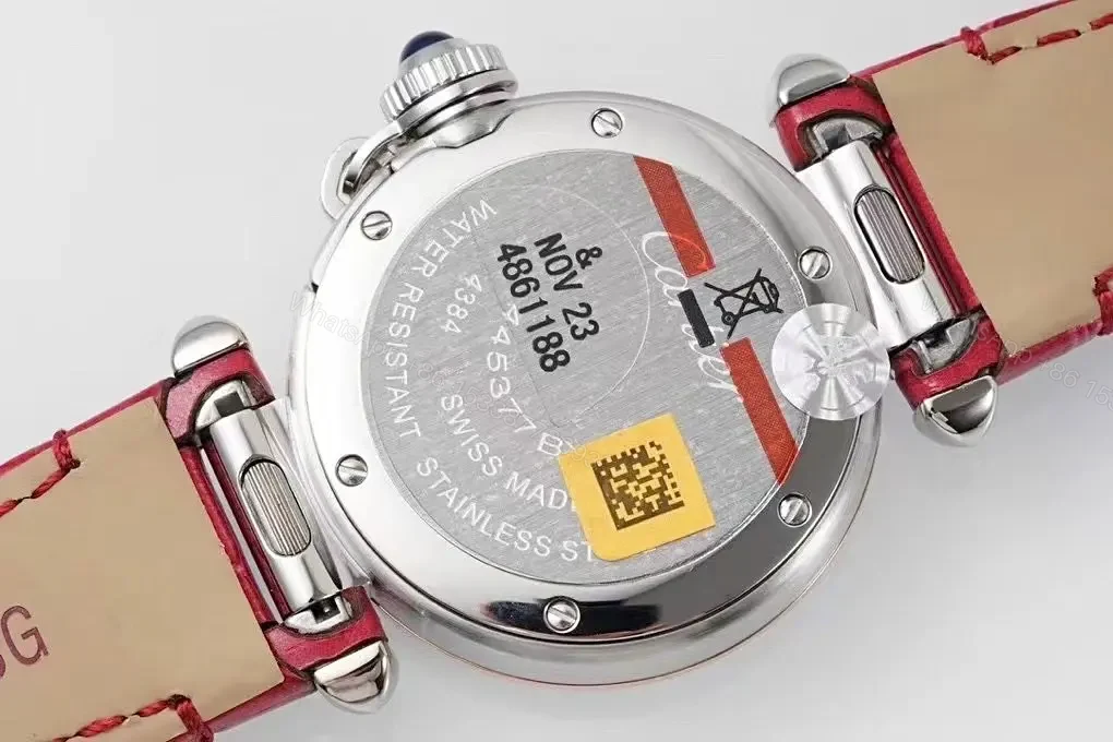 View 4 of JF Factory Cartier Pasha de Cartier Women’s Watch, 30mm, Rose Gold and Stainless Steel, Red Leather Strap, Cal.157 Swiss Quartz Movement