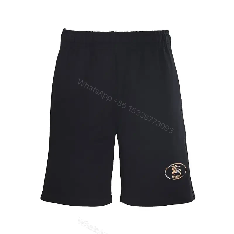Black Nylon Relaxed Shorts with Burberry Patch — view 1