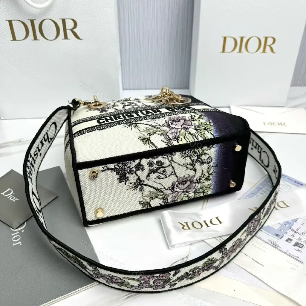 View 5 of Floral Canvas Mini Bag with Dior-Inspired Branding