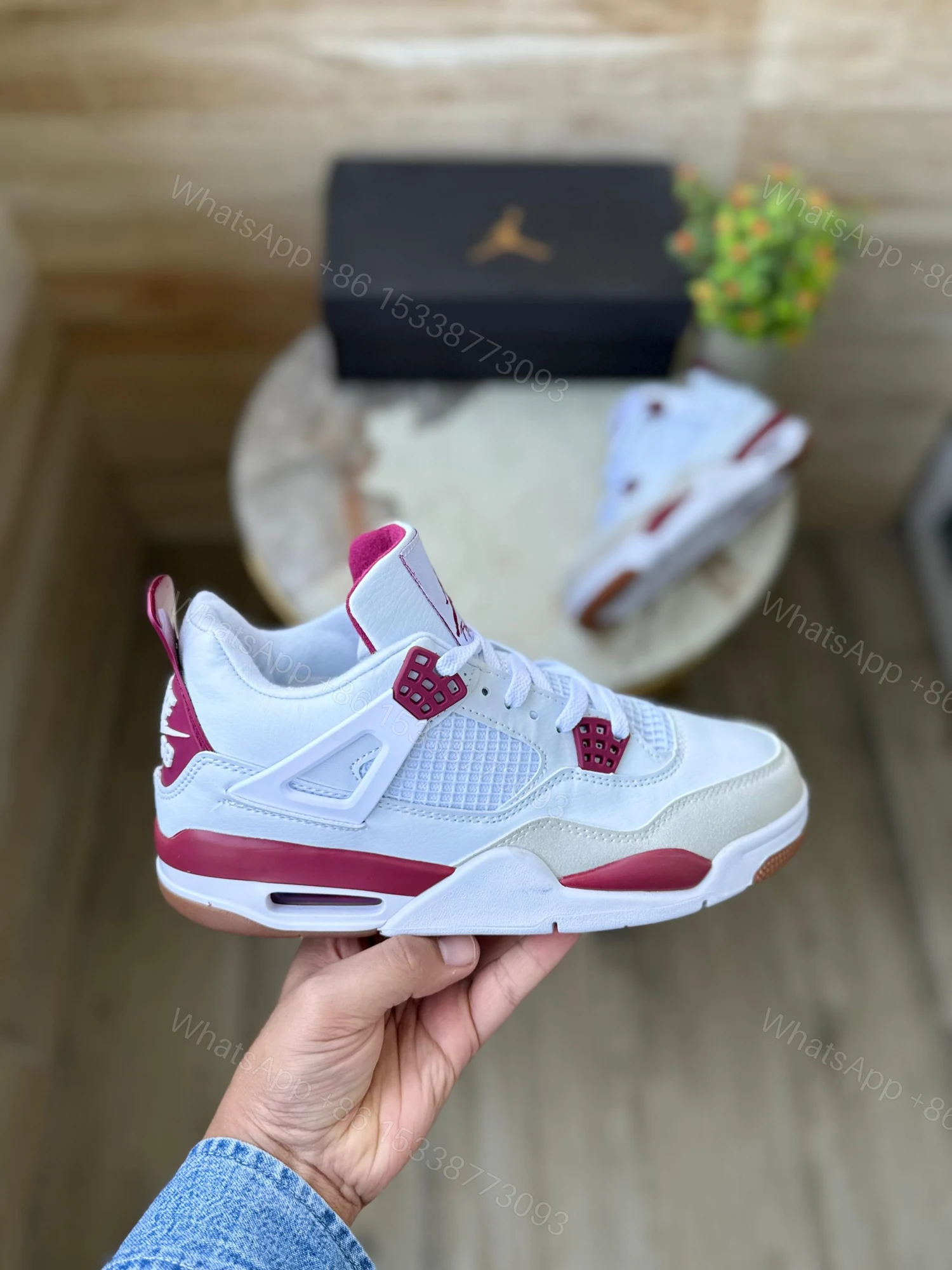 View 2 of AIR JORDANS RETRO 4 SAPHIRE LUEXRY RED WHITE REPLICA SHOES FOR MENS