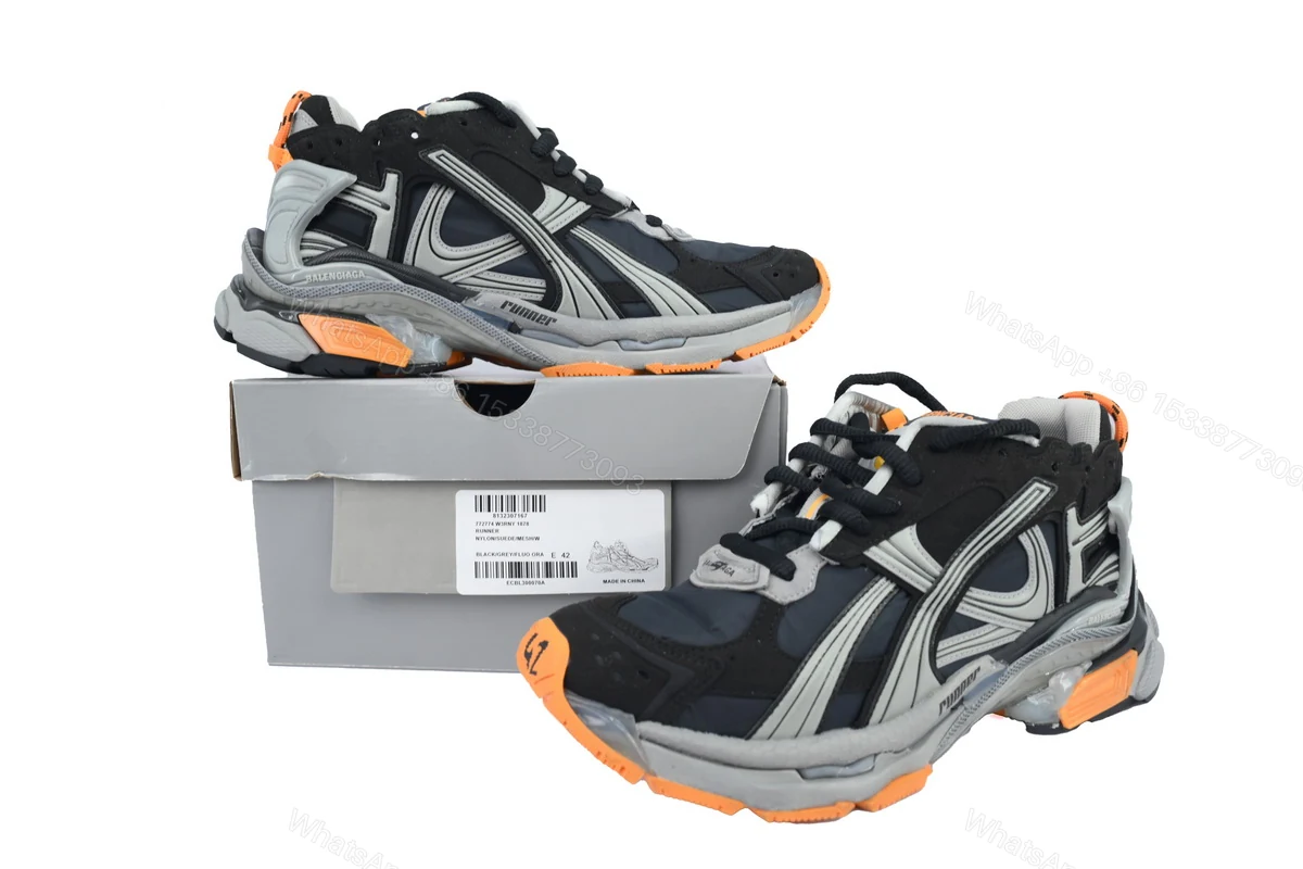 View 4 of Balenciaga Runner 7Sneaker 'Black Fluo Orange'72774 W3RNY 1878