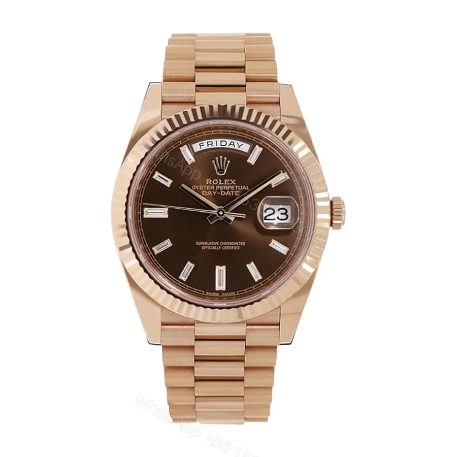Rolex Day-Date 228235 Super Clone : 40mm Everose Gold Chocolate Diamond Dial with Caliber 3255 — view 1