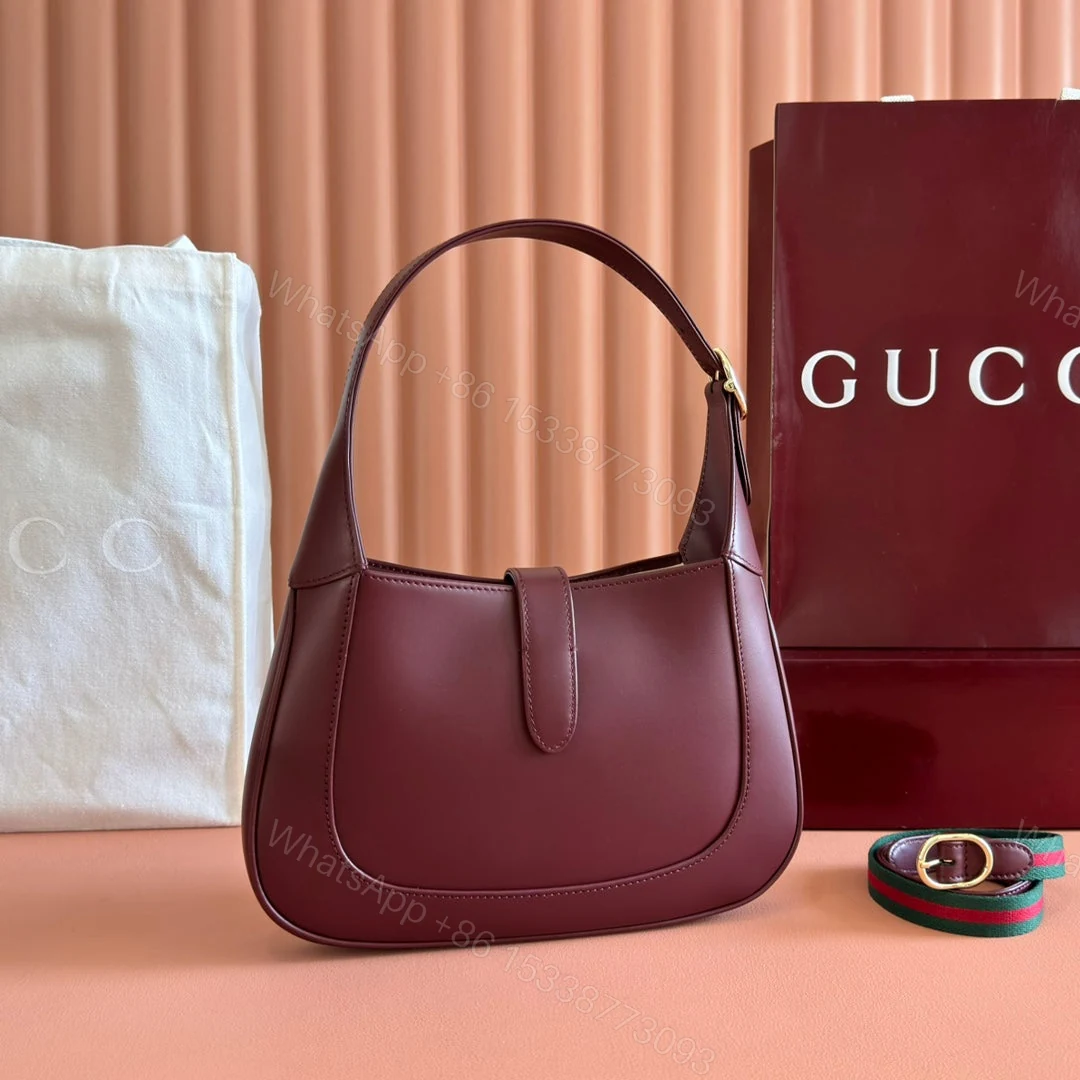 View 2 of JACKIE SMALL SHOULDER BAG 27 IN BURGUNDY RED CALFSKIN GOLD HARDWARE