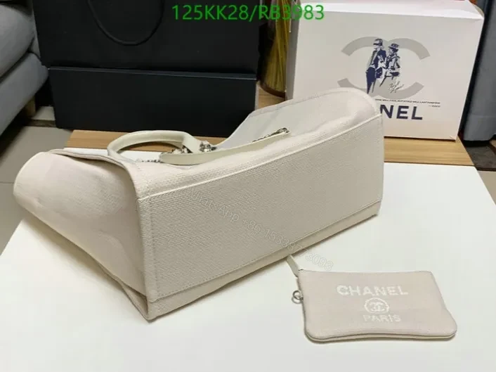 View 4 of Chanel Deauville White Medium Tote Bag RB39831